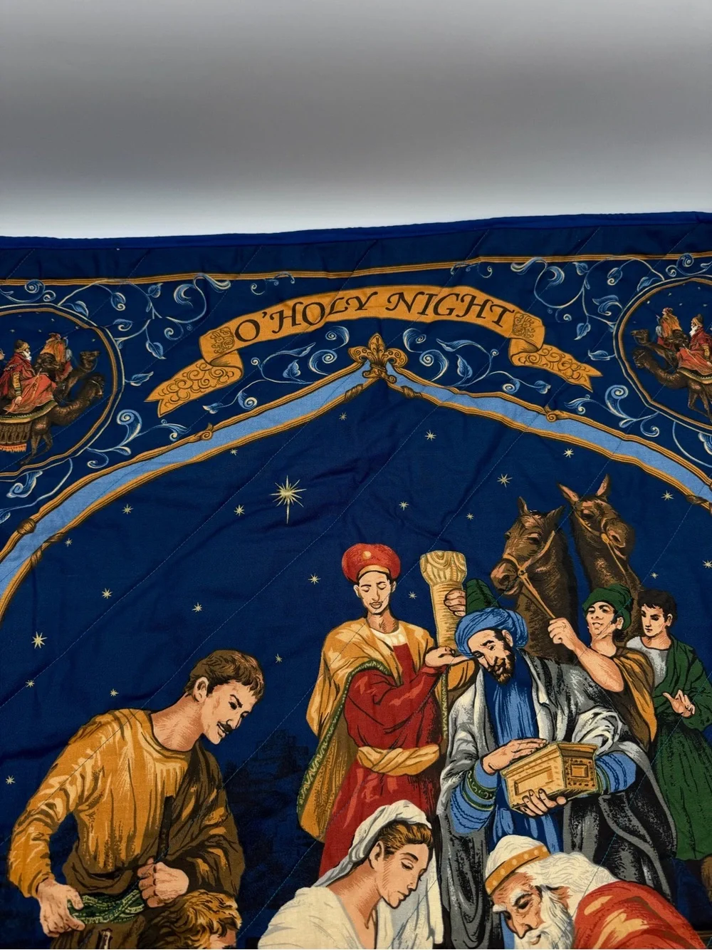 O Holy Night Nativity Quilted Blanket Christmas Throw Quilt 32x42 Wise Men